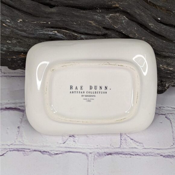 Rae Dunn GLAMOUR Rectangle Ceramic Trinket Dish Soap Dish - Picture 2 of 6
